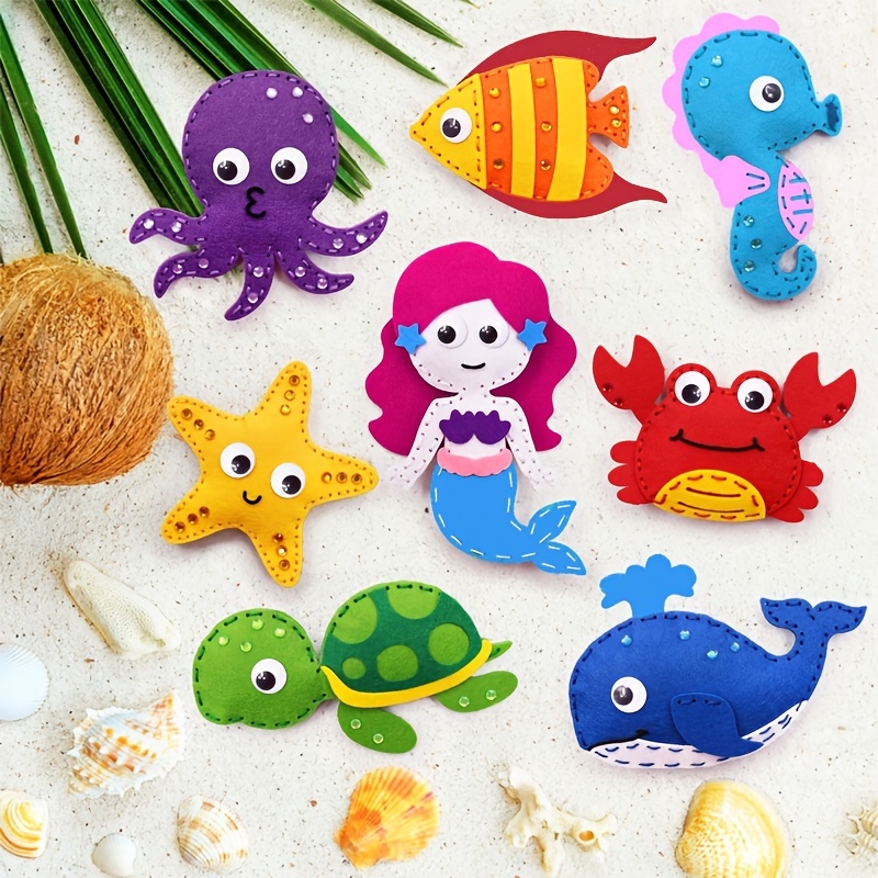 Felt Toys 6 Jungle Animals Craft Creatures DIY Sewn Felt Baby Gift Free  Shipping