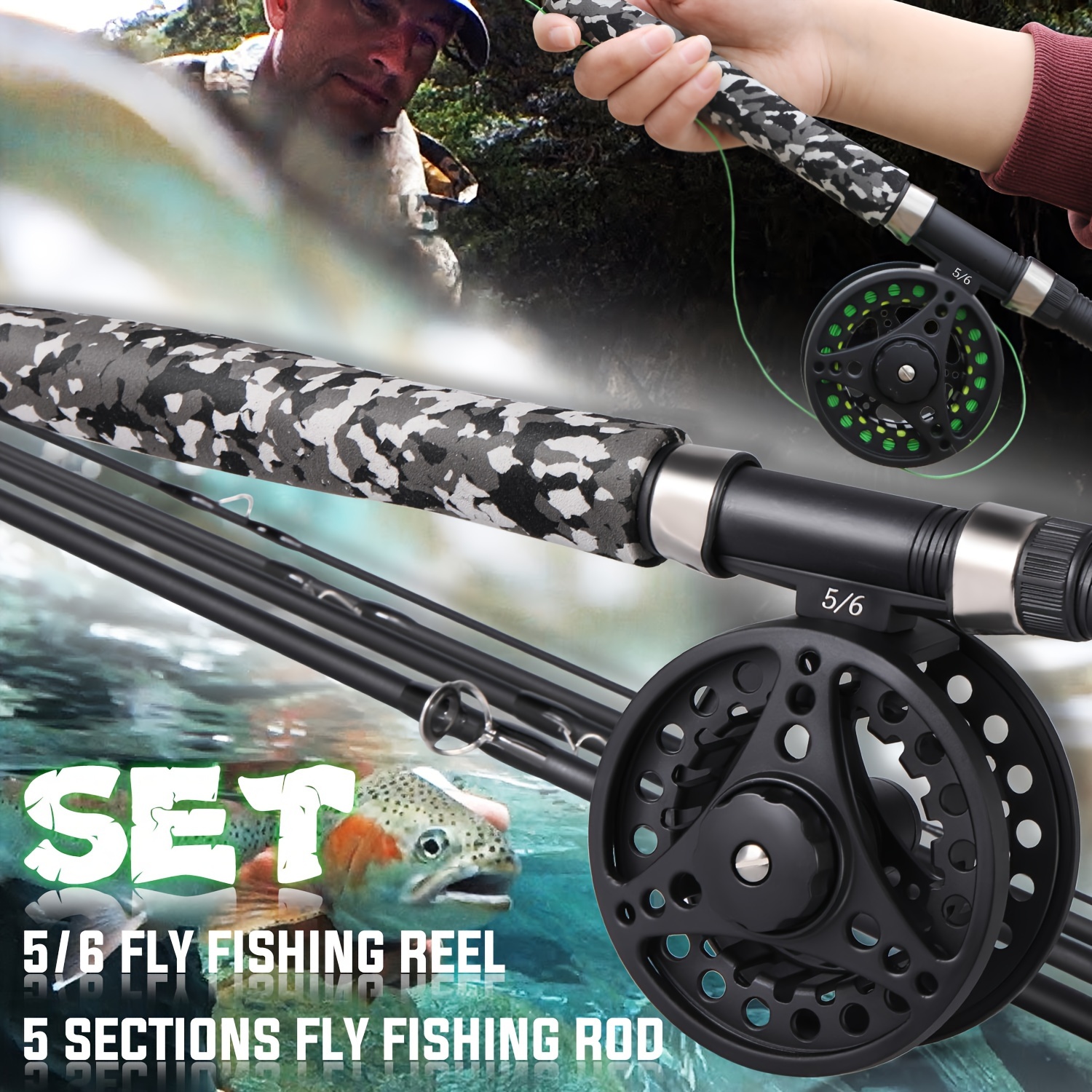 Goture Fly Fishing Rod Combo 5/6 7/8 CNC Machined Fly Reel Carbon