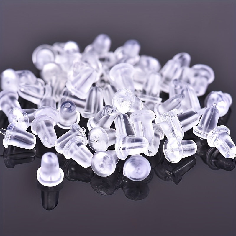 100 Pieces Soft Clear Earring Backings Silicone Rubber Safety Back