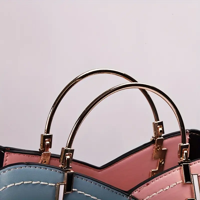 color contrast handbags fashion top ring satchel purse tassel decor crossbody bag for women details 6