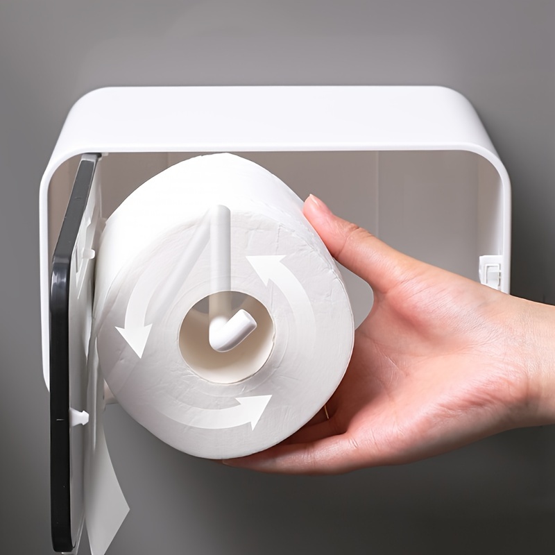 Organizador de papel higiénico impermeable de alta capacidad, caja de  almacenamiento de rollo de papel montado en la pared, a prueba de polvo,  sin perforaciones, suministros para el hogar, 화장정기 기 