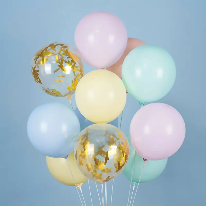 Macaron Pastel Balloons Pastel Latex Balloons Golden Glitter - Temu