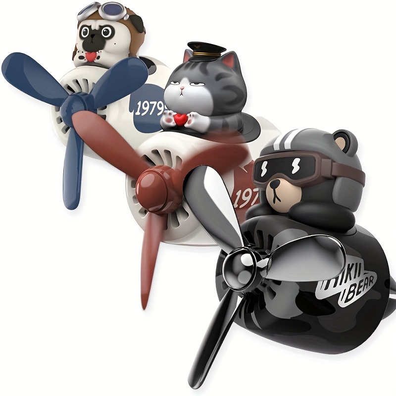 Fox Pilot Car Air Freshener, Cute Cartoon Rotating Propeller Car
