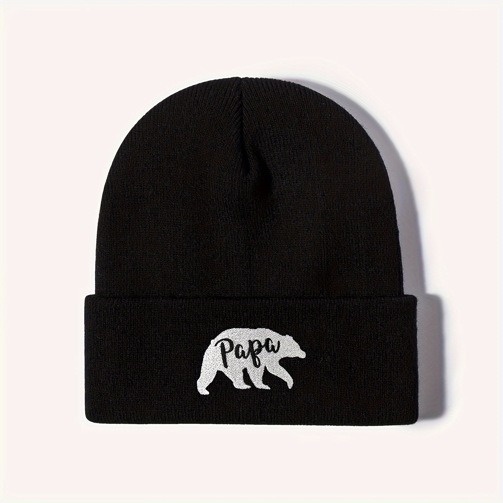 TEMU A Unisex Ski Hat Featuring Y2k Style With Embroidered Papa Polar Bear, Perfect For Outdoor And Casual Winter Wear, Suitable For Daily Commuting