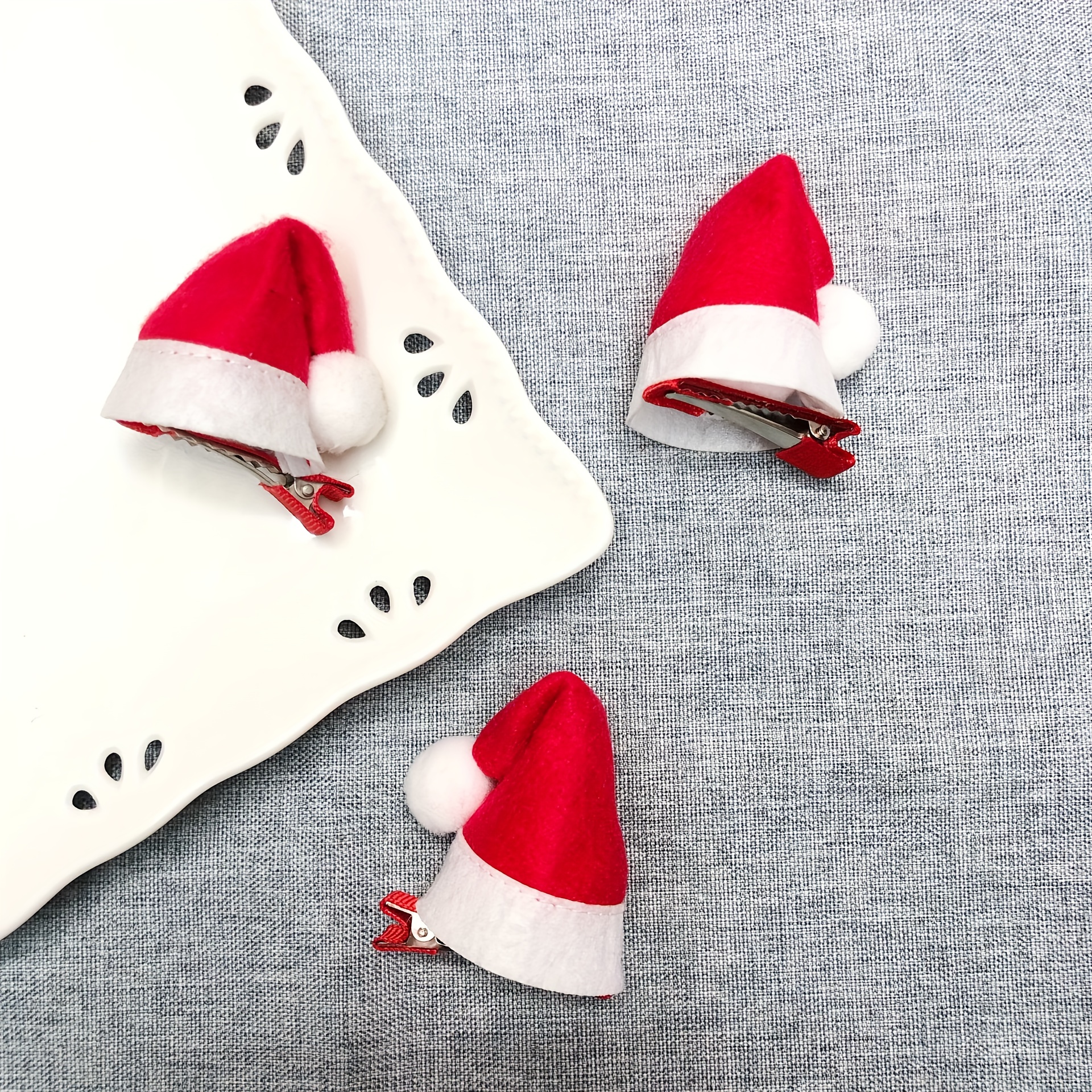 Mini Christmas Hat Hairpin Photo Decoration Plush Edge Clip