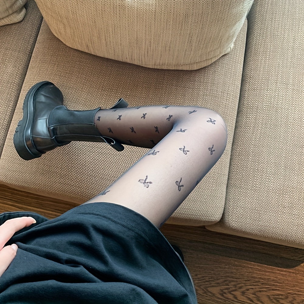 Sweet Academic Style Sheer Tights, Thin Kawaii High Waist Footed Pantyhose,  Women's Stockings & Hosiery