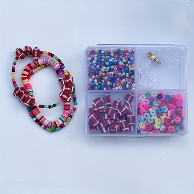 Sasylvia 300 Pcs Football Beads Sports Polymer Clay Beads American Football  Beads 13 mm DIY Crafts Beads for Jewelry Making Key Chains Jewelry Making
