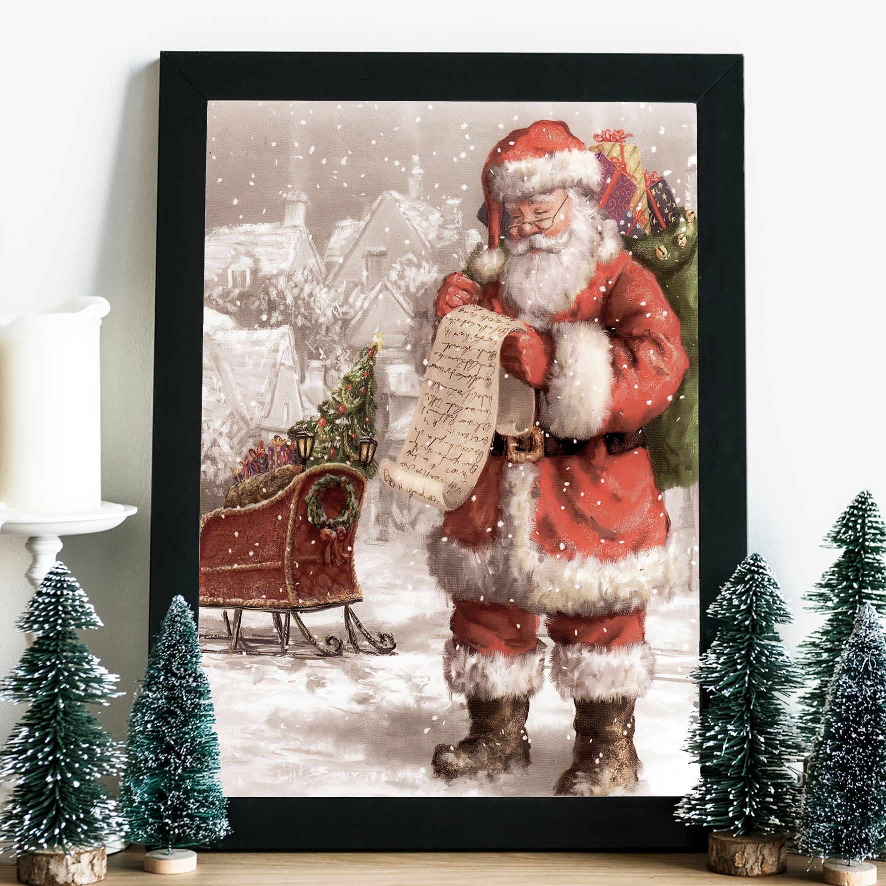 Christmas Decorations Canvas Wall Art Vintage Santa Winter - Temu