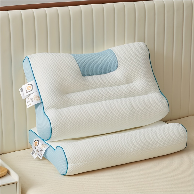 ergonomic 4d cervical support pillow anti snore   washable for   ideal for dorms home use blue details 6