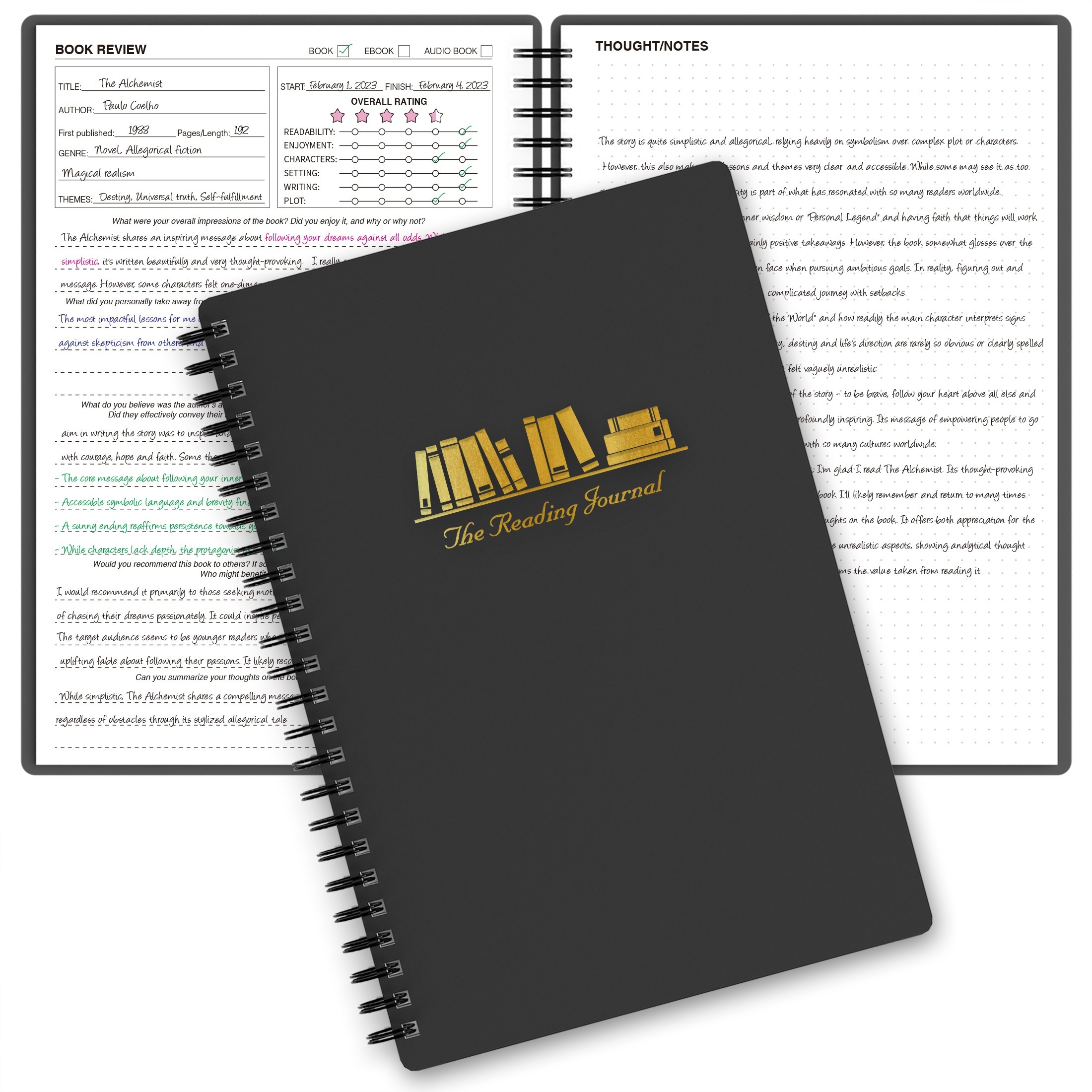 Book journal | Reading log: Track all your reading reviews in this compact  6x9 log book | notebook. Write your favorite quotes and book summary. Cute