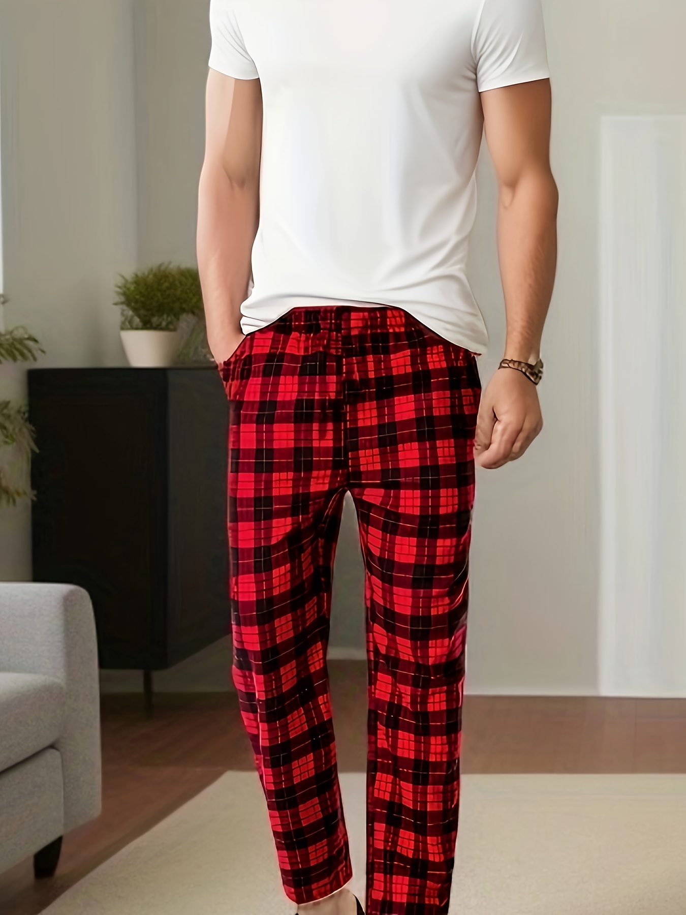 Men's Casual Plaid Pattern Multi Color Loungewear Sleepwear - Temu Canada