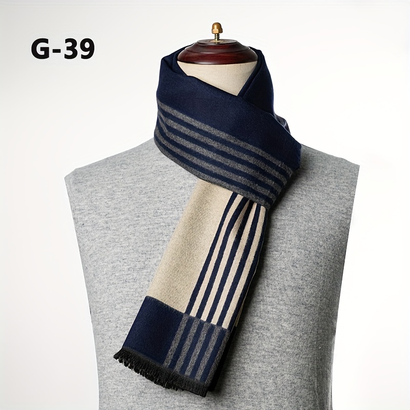 1pc Mens Autumn Winter Imitation Cashmere Business Jacquard Plaid