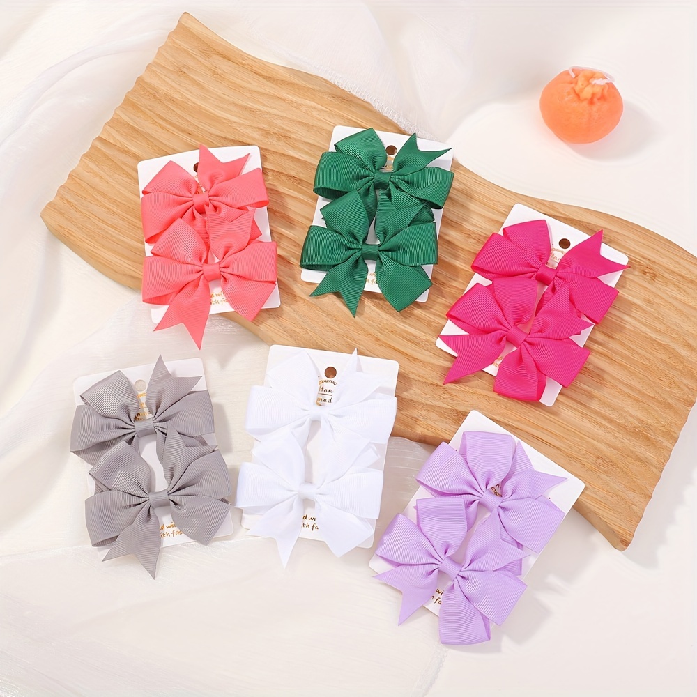 

2pcs Candy Colored Hairpins For Children, Bowknot Shaped, Suitable For Holiday