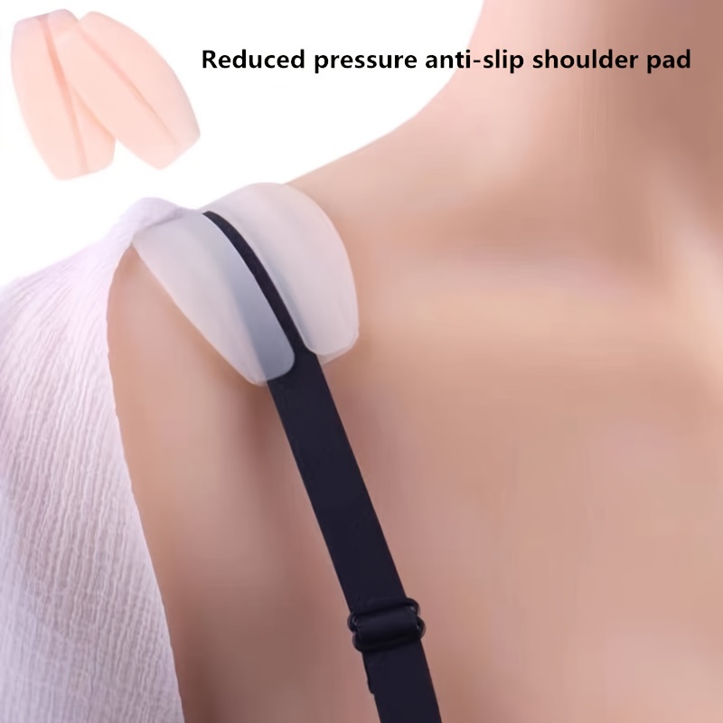 Temu 1Pair Soft Silicone Bra Strap Cushions Holder, Soft Invisible Non-Slip Shoulder Pads, Transparent Shoulder Pads, Decompression Non-Slip Shoulder
