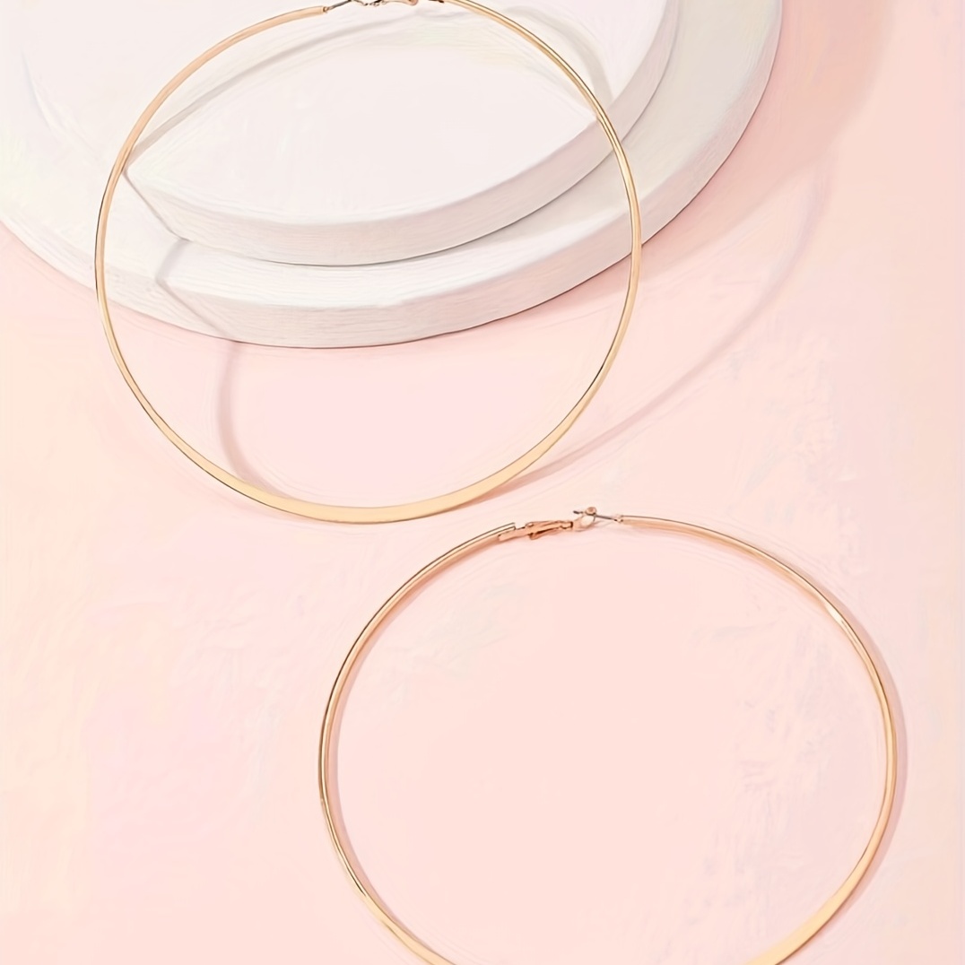 Lot Golden Round Big Hoop Earrings Accessories Exaggerated - Temu