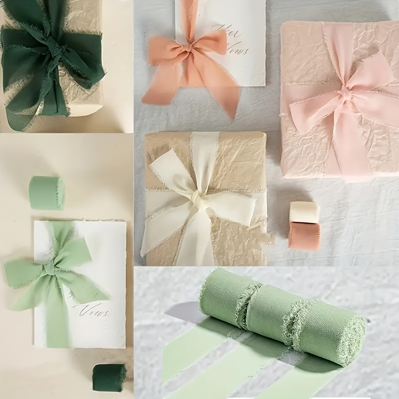  MEEDEE Chiffon Ribbon Handmade Fringe Silk Ribbon 2 x 7 Yards  Forest Green Chiffon Ribbon Perfect for Wedding Invitation, Bridal Bouquet,  Gift Wrapping, Baby Shower Decor (3 Rolls 21 Yards) : Office Products