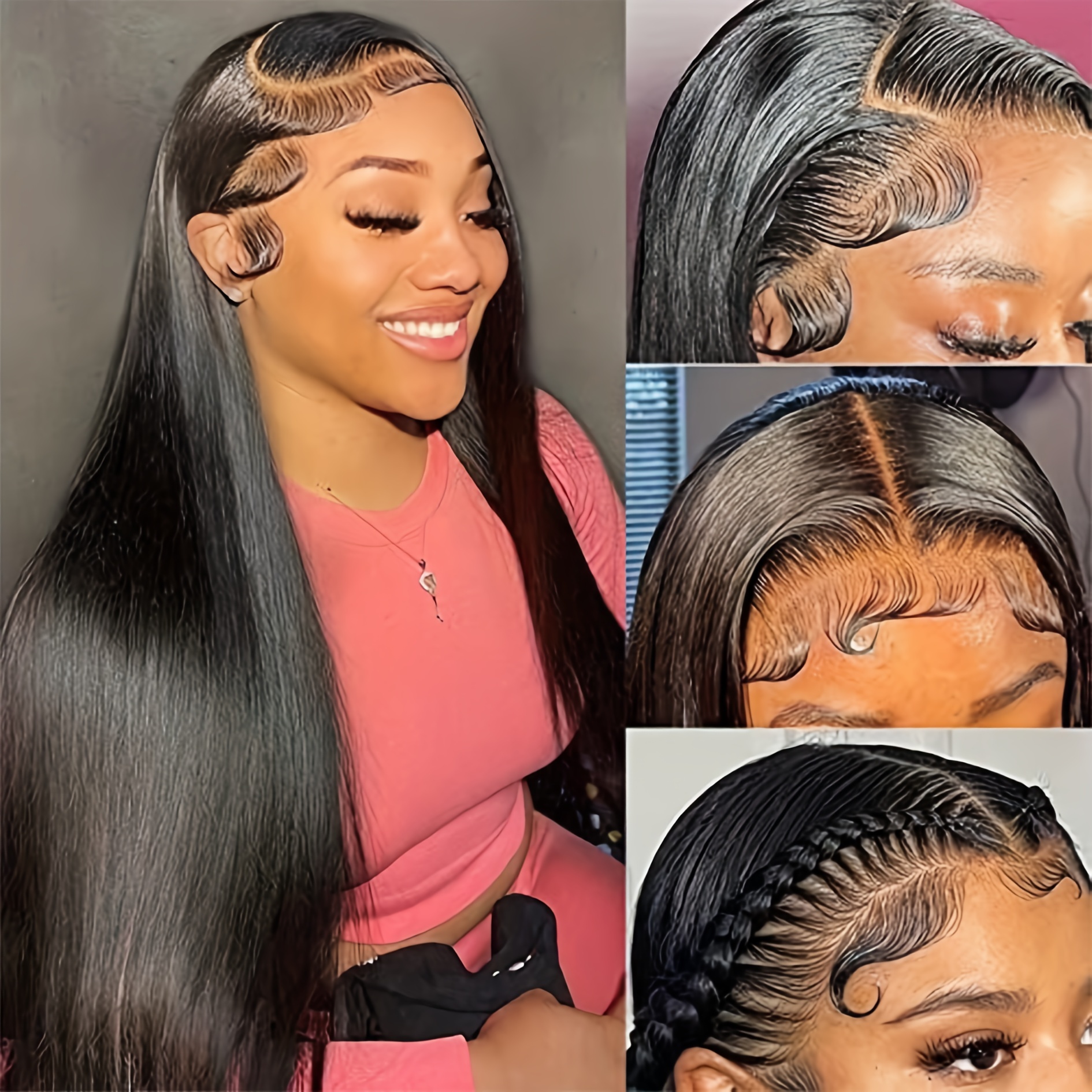 Straight Lace Front Wigs 4x4 Lace Frontal Wig Glueless Pre Temu