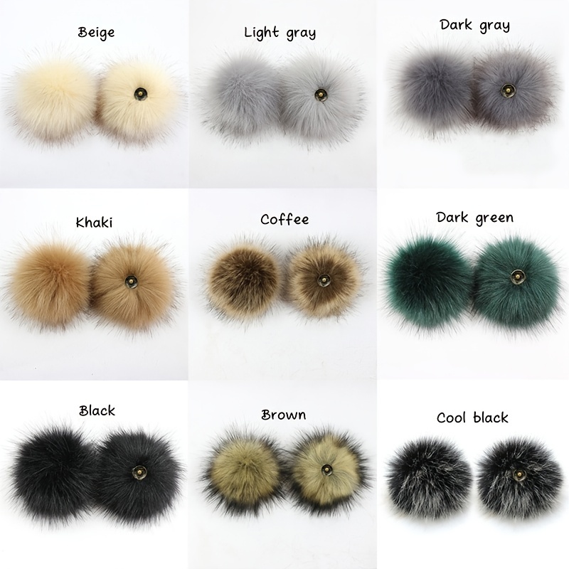  Decoendiy 12pcs Faux Fox Fur Pom Pom with Press Button,  Removable Fluffy Pompom Ball for Knitting Hats DIY Craft Projects, Snap on  Pom Poms for Hats, 4 Inches