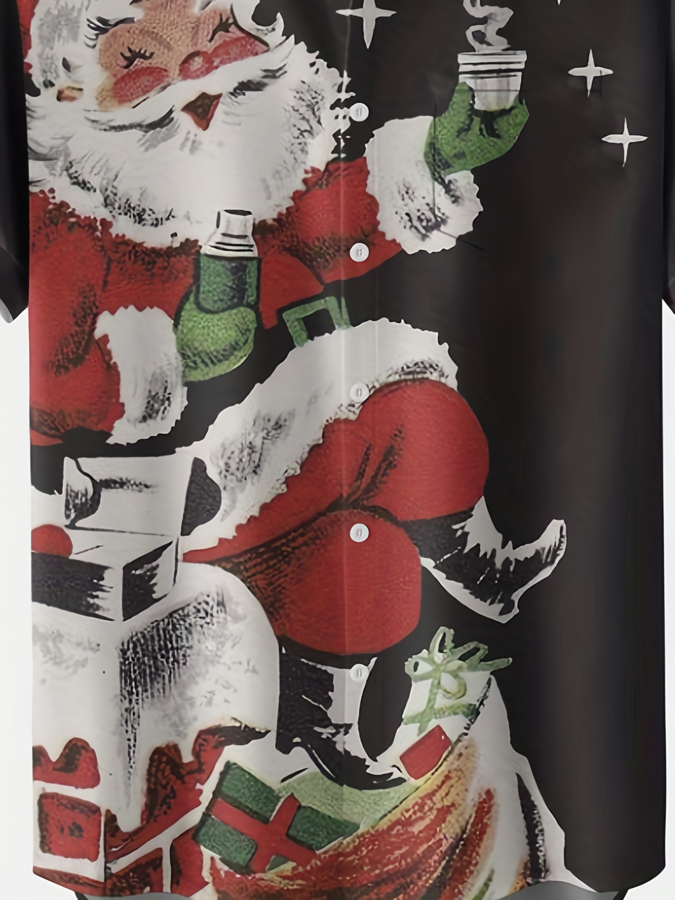 Camisa De Manga Corta con estampado de papa noel con tem tica navide a Con Botones De Verano ropa Para Hombre