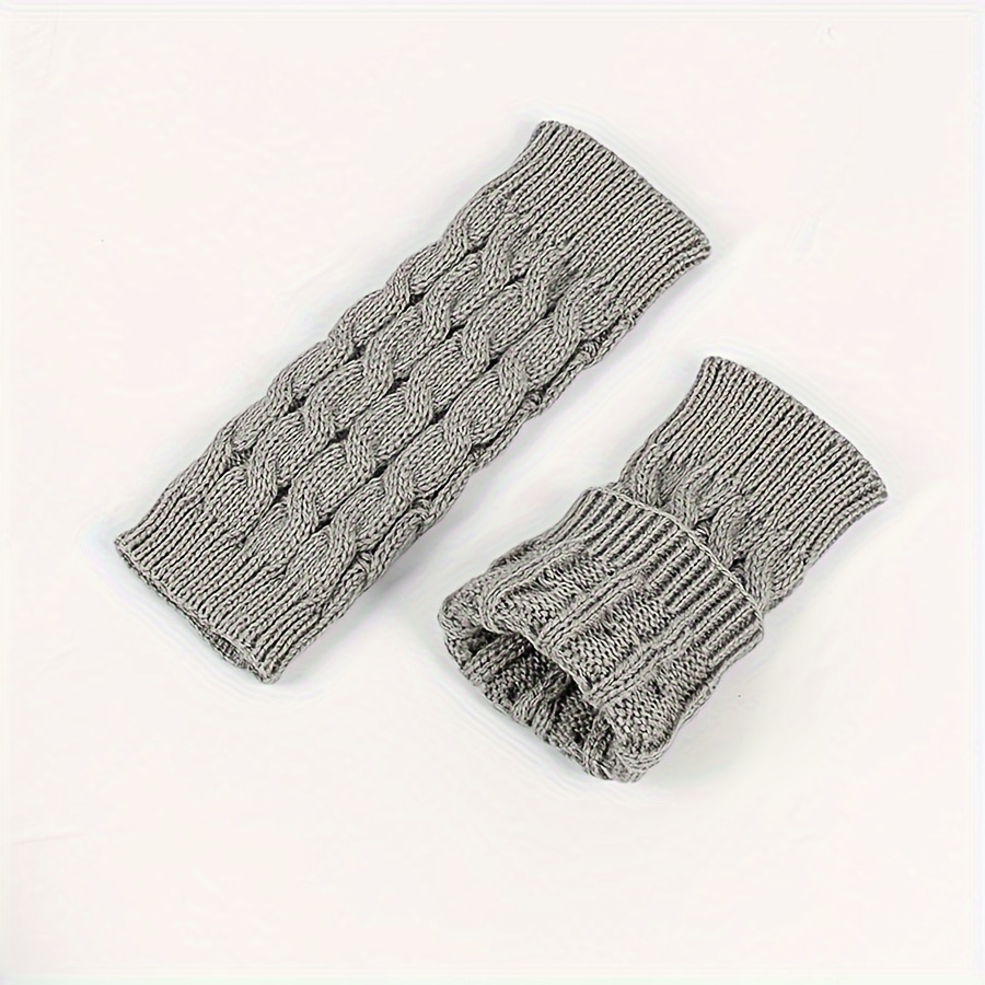 New Warm Gloves for Winter, Women's Fingerless Gloves with 8-shaped Twisted Short Gloves Sleeves, Short Wristbands with Knots for Autumn and Winter