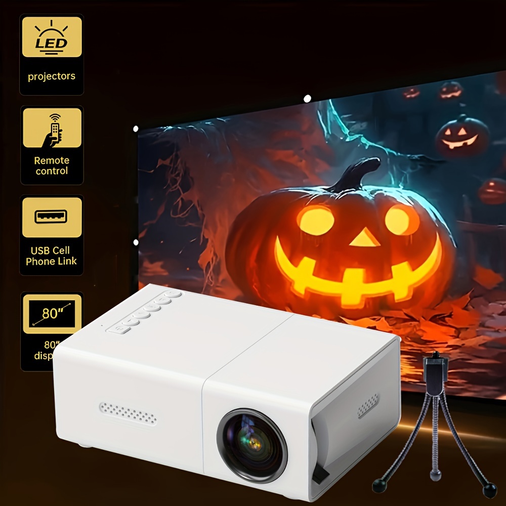 Mini Portable Projector, Digital Movie Projector, 24 to 60in Large Screen,  1920x1080 Resolution, Multi Interface, Smart Video Projector for Home