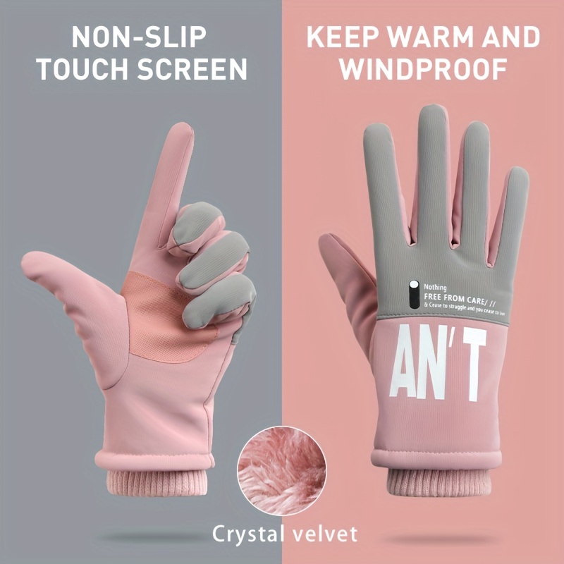 Guantes Esquí Invierno Estampado Letras Mujer Guantes - Temu Chile