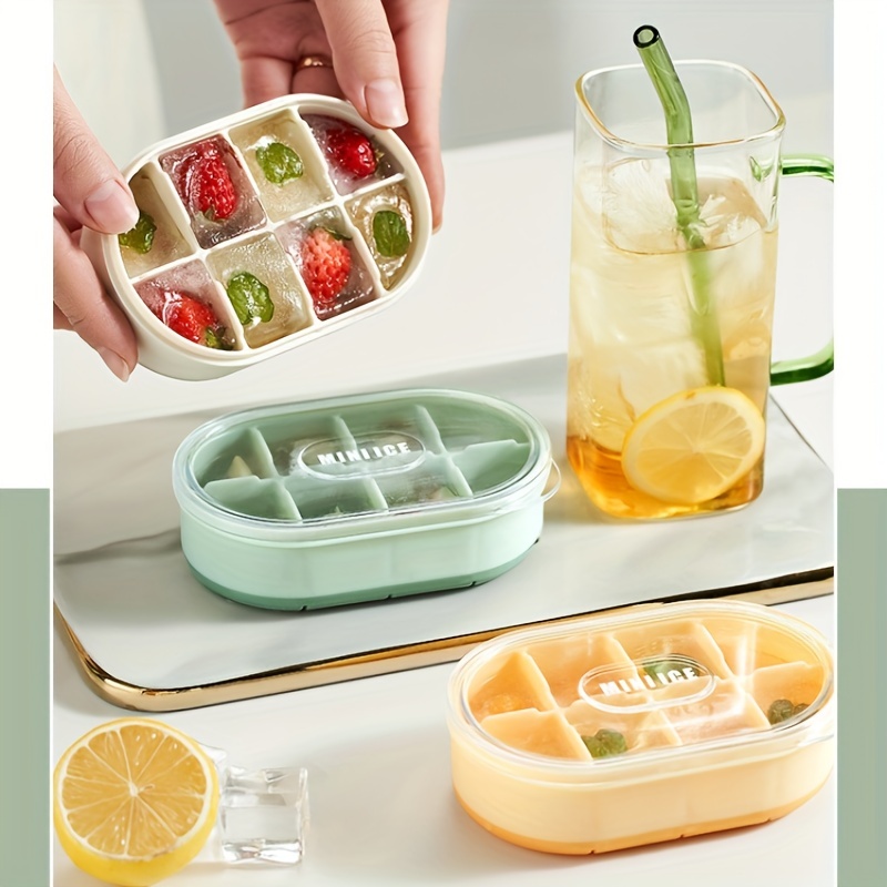 1pc Silicone Square Ice Cube Tray With 8 Compartments