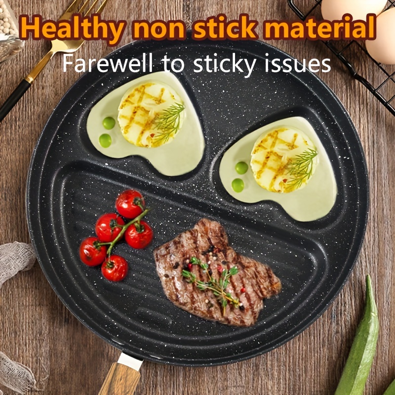 Egg Steak Divided Frying Pan 3 in 1 Multifunctional Prevent Stick