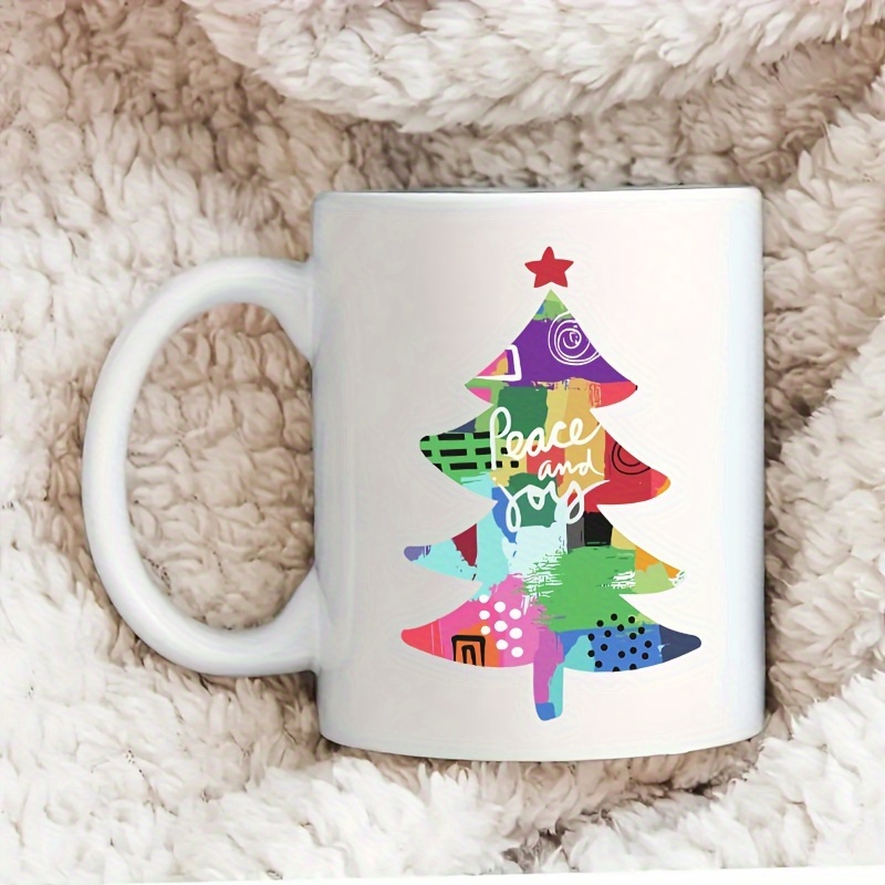 Xmas Coffee Mug Water Cup White Double-sided Christmas Tree Print