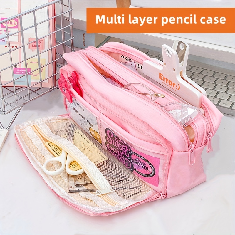 Multi layer Pencil Case Portable Pencil Pouch - Temu
