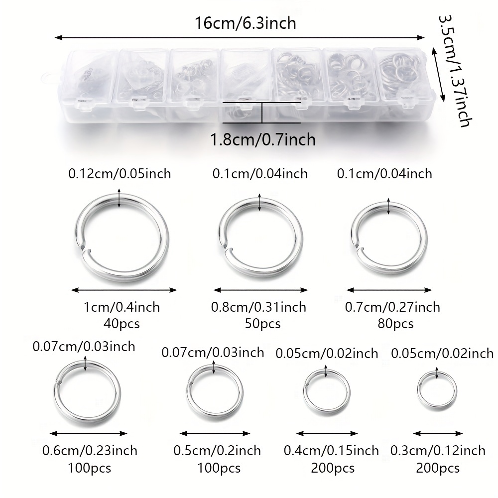 A Box O ring Jewelry Connector Metal Open Jump Ring Set Diy - Temu