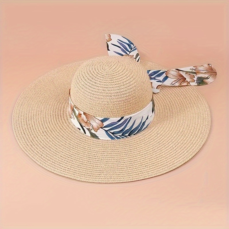 Summer hats ladies big-edge bow sun hats women's straw hats outdoor travel  UV sun hats 