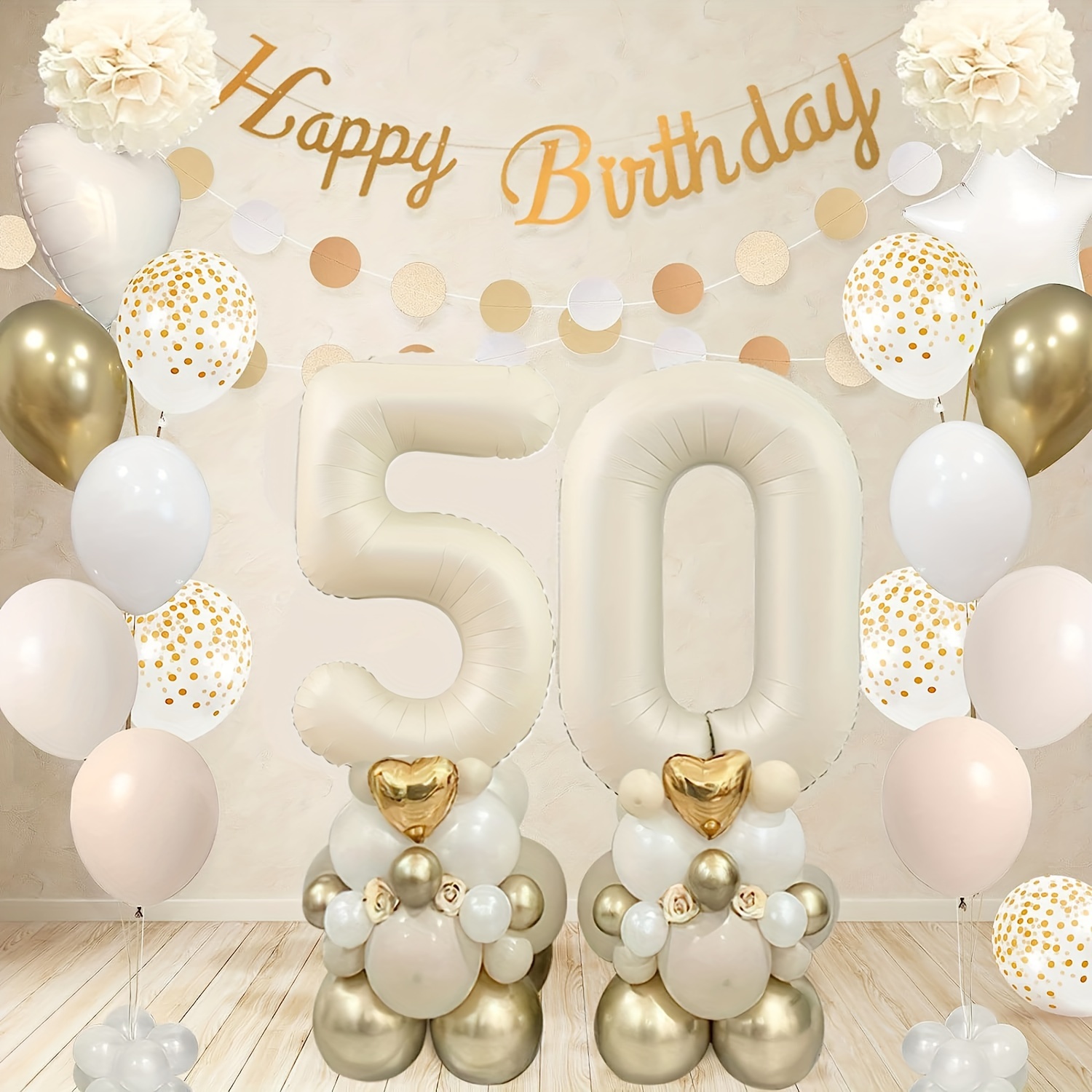 50th Birthday Decorations for Women Rose Gold Happy 50th Birthday Banner 50  Balloon Number 50th Birthday Party Decorations