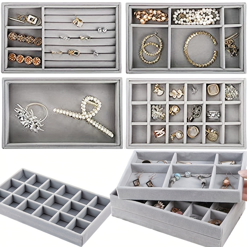 Stackable Display Velvet Jewelry Storage Tray Bracelet - Temu