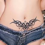 Charming Tattoo Stickers Waterproof Lasting One To Two Weeks For Girls Belly Chest Back Waist Non-Reflective Thorn Cyan