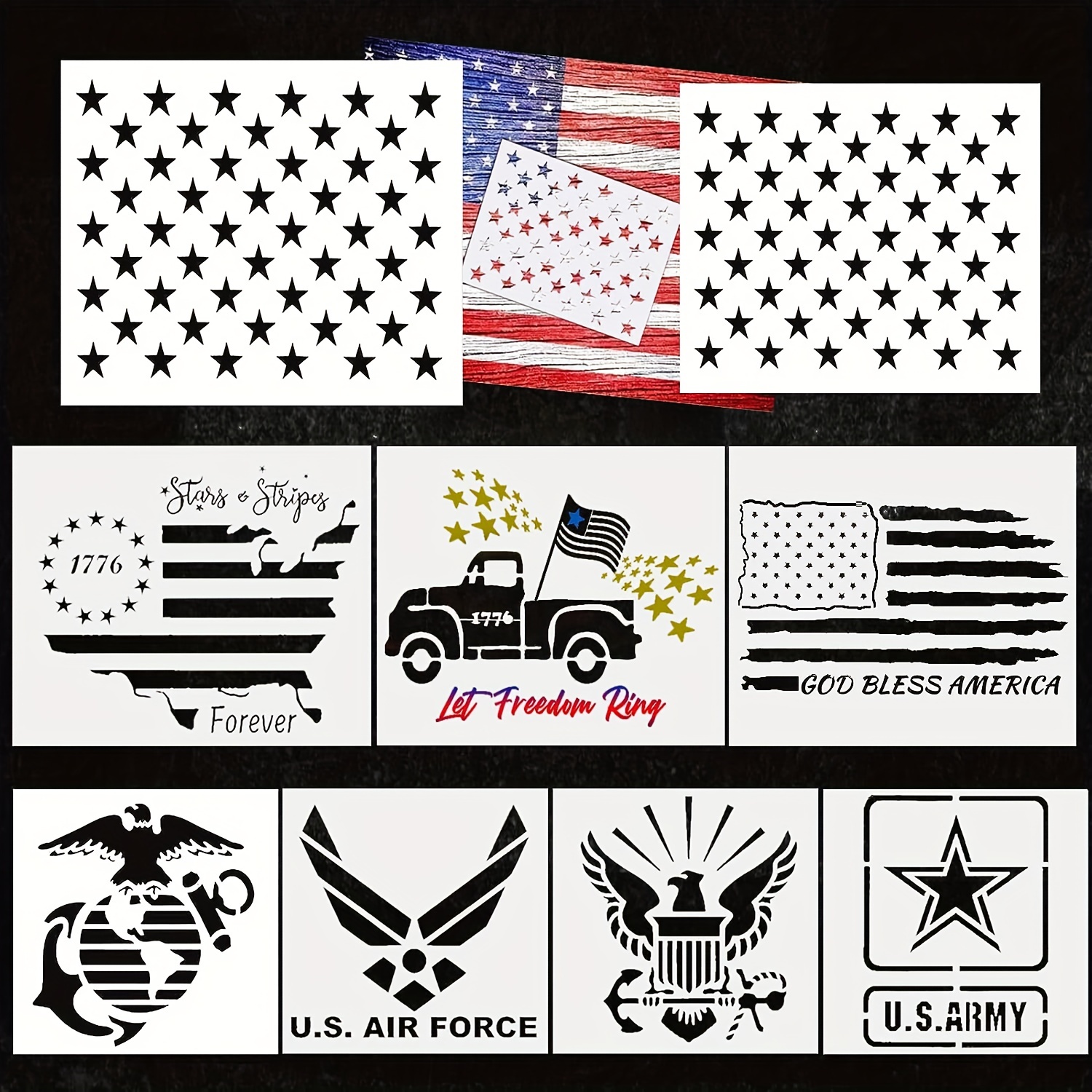 50 Stars Painting Stencil American Flag Stencil Reusable - Temu