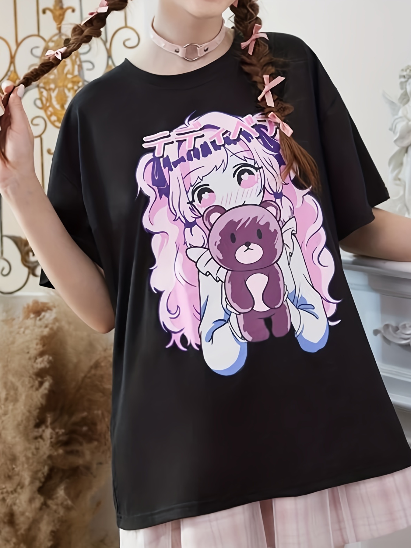 Girl Japanese Kawaii Clothing Tops Embroidery Rabbit Shirt Preppy