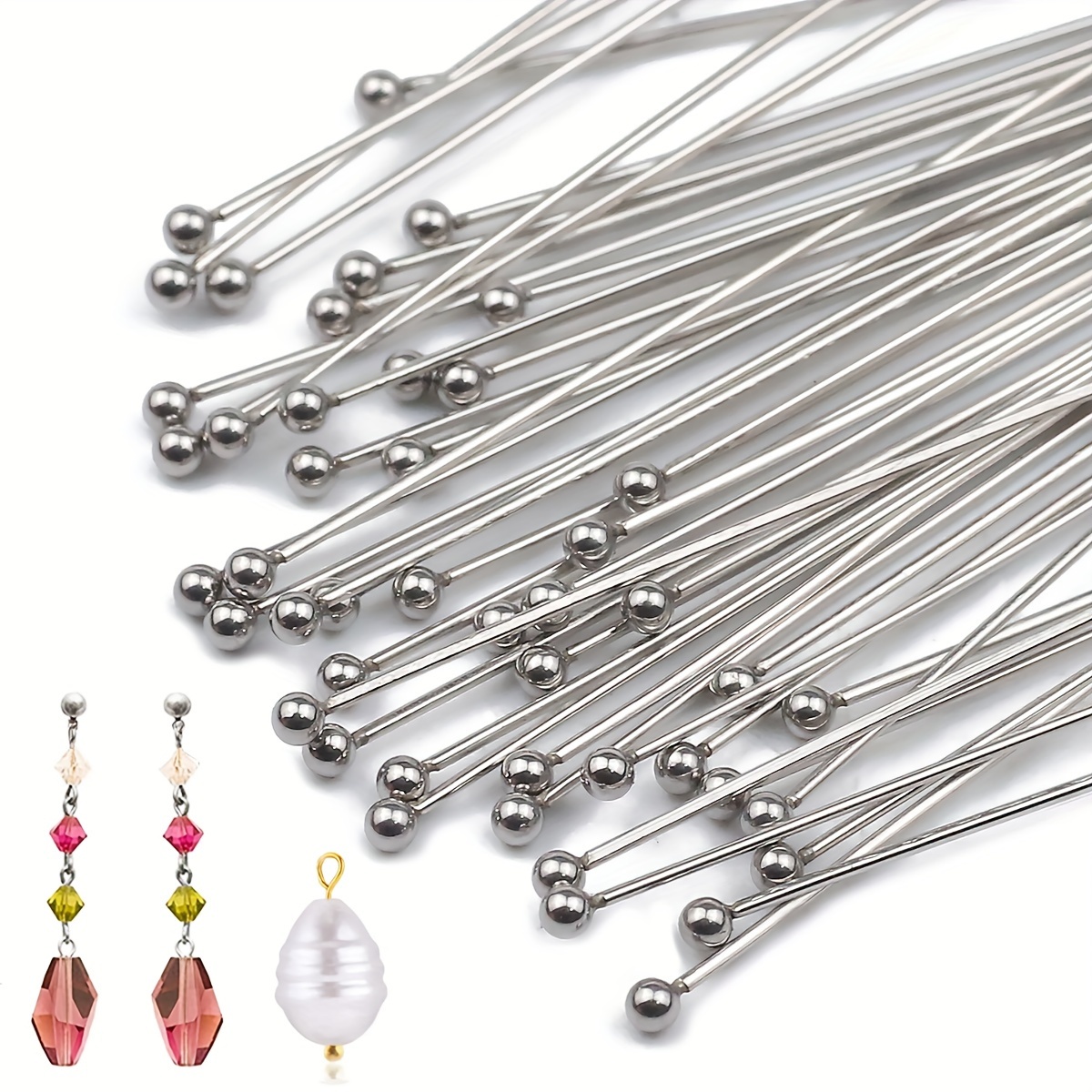 

100-pack Stainless Steel Head Pins For Jewelry Making, Bendable And Cuttable, Perfect For Diy Necklaces, Bracelets, Earrings, And Craft Projects Accessories