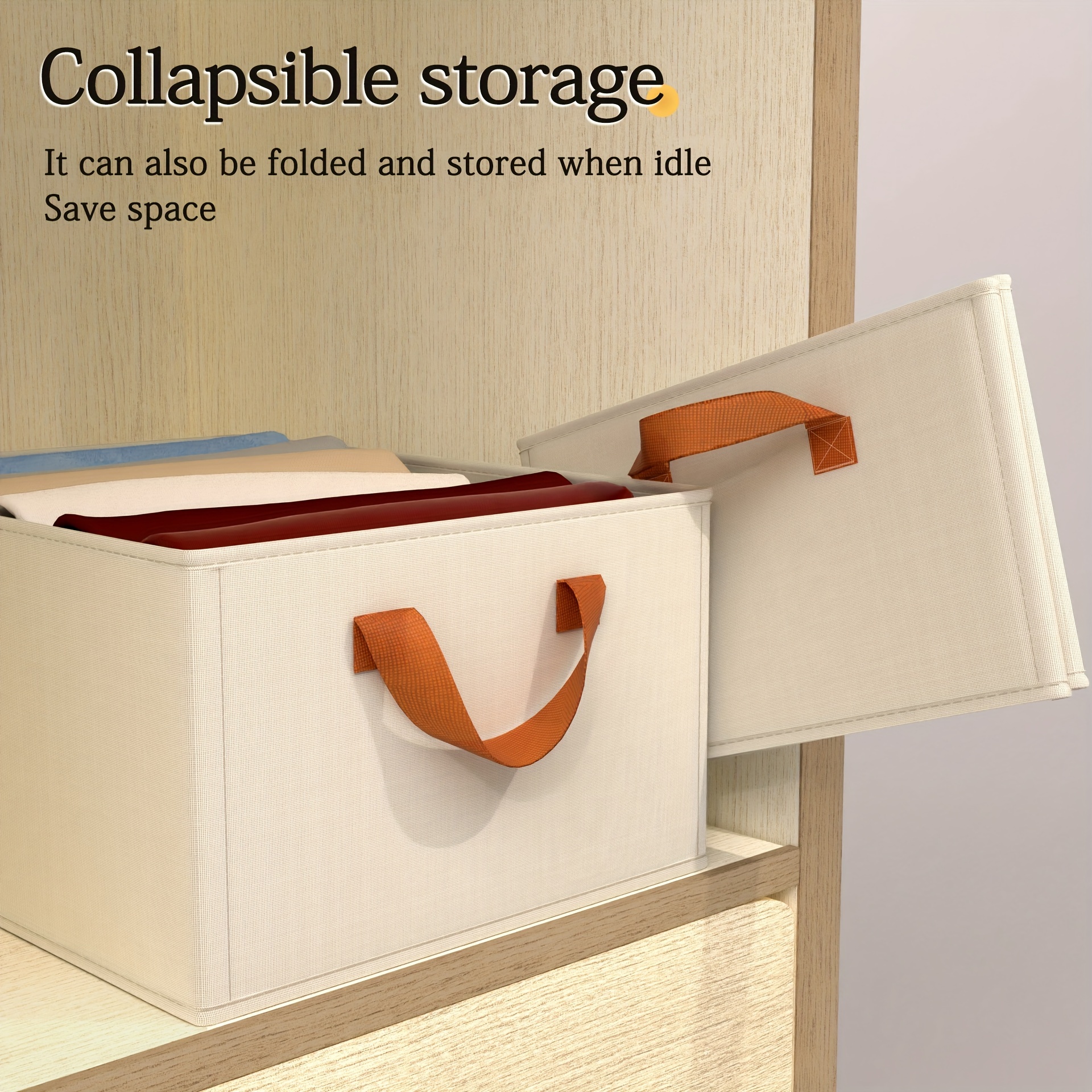 Clothing Storage Bins for Closet with Handles Foldable Rectangle