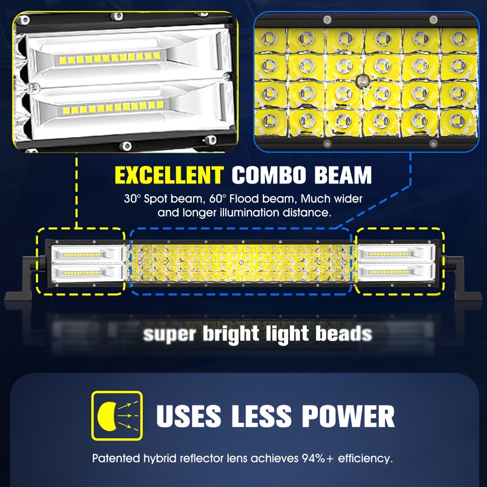 LED ライトバー 4 列 22 インチ スポットフラッドコンボ LED ライト