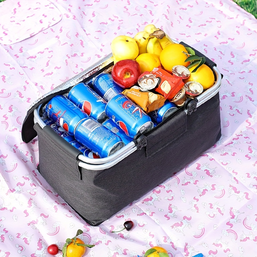 Reusable Insulated Cooler Bag - Large Aluminum Foil Lunch Box For Beach,  Picnic, Work, School, Travel - Freezable Tote Lunch Bag Organizer -  Insulated Lunch Box For Beach Accessories, Kitchen Accessories, Home