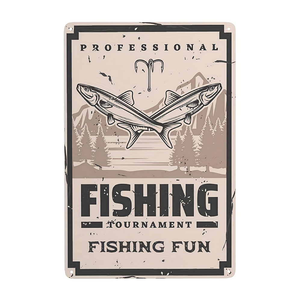 Vintage Fishing,Aluminum Metal Poster Sign, Gift for Man Sea Animal Lover,  Aluminum Metal Poster Decoration Painting Hanging on Wall Home Bedroom