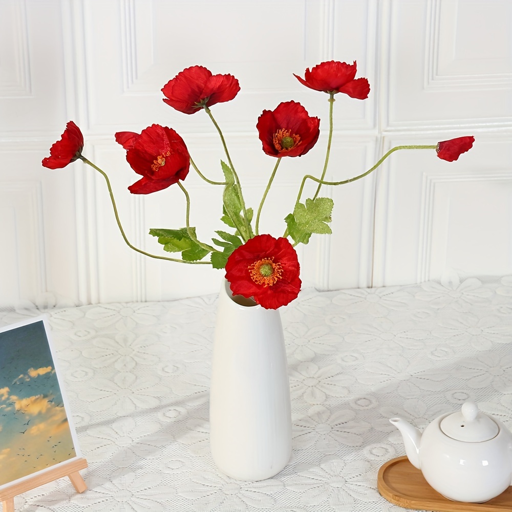 2pcs 23 Artificial Poppy Silk Flowers Perfect For Home Decor