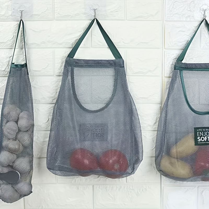 Sacs de Rangement Muraux pour Légumes, 2 Pcs Sacs en Filet D'épicerie  Réutilisables, Sac de Légumes D'épicerie Écologique, Sac à Provisions en  Filet