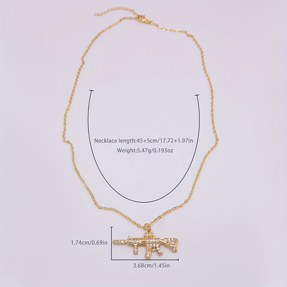Hip-hop Style Gun Pendant Necklace Unisex Punk Jewelry For Men Women 18K Gold Plated Necklace