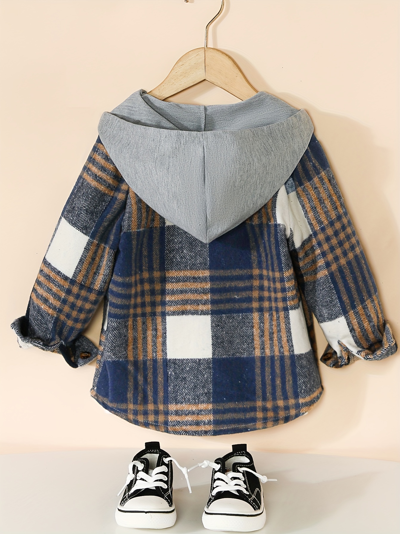 Boy's Plaid Hooded Button Up Shirt