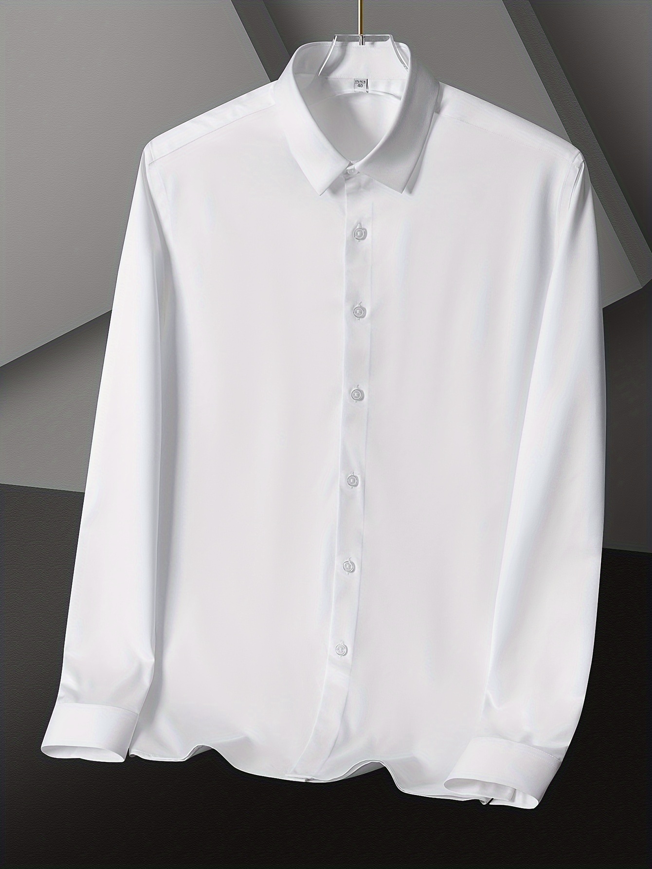 White Long Sleeve Slim Fit Formal Shirt, Men