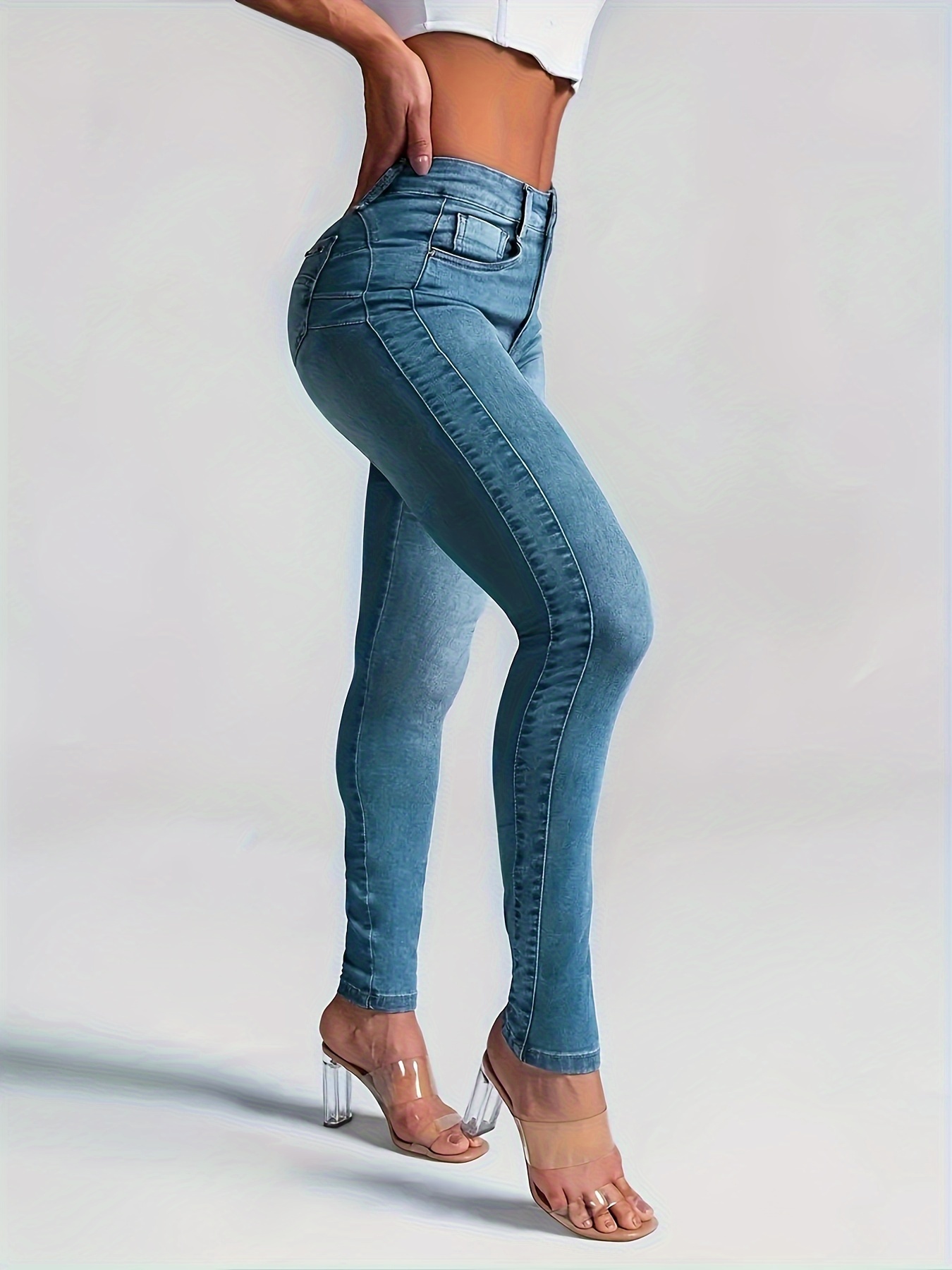 Sexy Dance Women Fake Jeans Butt Lifting Oversized Faux Denim Pant