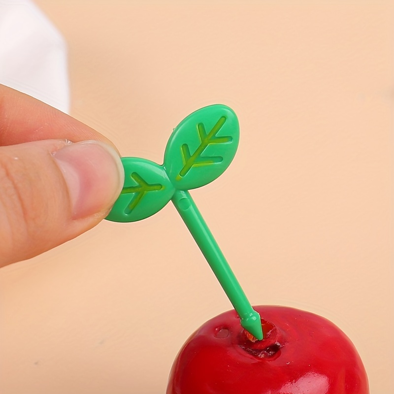 Mini Cartoon Food Picks Fruit Forks Toothpick Leaves Plastic - Temu