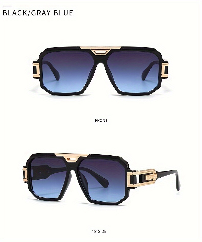 4 Styles Modern Retro Large Frame Sunglasses Trendy Metal Anti